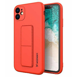 iLike Samsung Galaxy A22 5G Kickstand Case Silicone Stand Cover Red