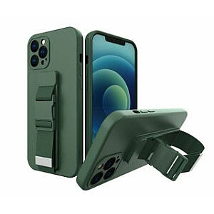 iLike Samsung Galaxy A22 5G Веревочный чехол гель ТПУ чехол для подушки безопасности с ремешком Темно-зеленый