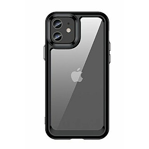 iLike Apple iPhone 12 Space Case hard cover with a gel frame Transparent Black