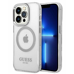 Guess Apple iPhone 14 Pro Max 6.7 жесткий чехол Metal Outline Magsafe Silver