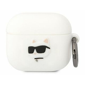 Karl Lagerfeld Apple Airpods 3 Logo NFT Choupette Head Silicone Case White