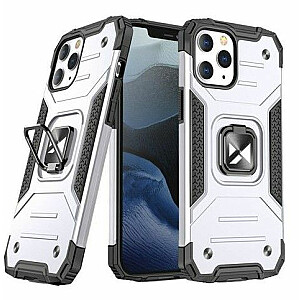 Wozinsky Apple iPhone 13 Ring Armor Case Kickstand Tough Rugged Cover Silver