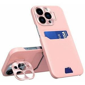 iLike Apple iPhone 14 Pro Leather Stand Case Card Wallet Cover with Stand Pink