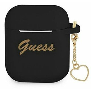 Guess Apple AirPods 1/2 Silicone Charm Heart Collection, черный цвет