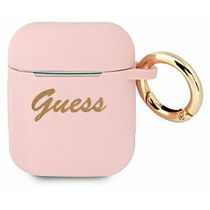 Guess Apple AirPods 1/2 Silicone Vintage Script case Pink