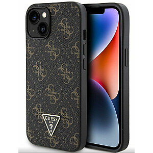 Guess Apple iPhone 14 PU Leather 4G Triangle Metal Logo Case Black
