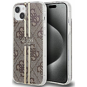Guess - iPhone 15 brown hardcase IML 4G Gold Stripe Brown
