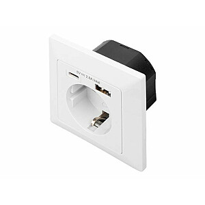 Digitus Safety Plug for Flush Mounting with 1 x USB Type-C, 1 x USB A