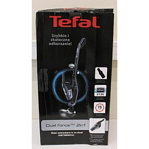 TEFAL SALE OUT. TY6756 Vacuum Cleaner, Dual Force, Handstick 2in1, Operating time 45 min, Grey Vacuum Cleaner TY6756 Dual Force Handstick 2in1 Handstick and Handheld 21.6 V Operating time (max) 45 min Grey Warranty 24 month(s) DAMAGED PACKAGING 