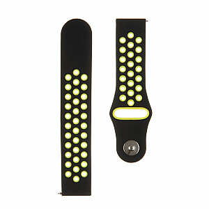 Tactical 20mm Double Silicone Watch Band Black Yellow
