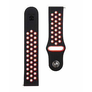 Tactical 22mm Double Silicone Watch Strap and Watch Band Black Red