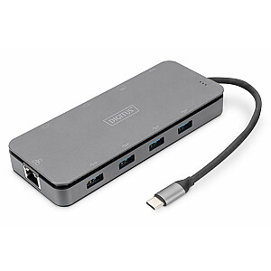 Digitus 11 in 1 USB-C Docking Station and SSD Enclosure DA-70896 4x USB 3.0, 1x VGA, 1x HDMI, RJ45, Card Reader for SD and TF cards