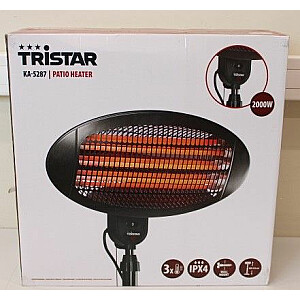 Tristar SALE OUT. OUT. KA-5287 Patio Heater, Black Heater KA-5287 Patio heater 2000 W Number of power levels 3 Suitable for rooms up to 20 m² Black DAMAGED PACKAGING IPX4 | Heater | KA-5287 | Patio heater | 2000 W | Number of power levels 3 | S