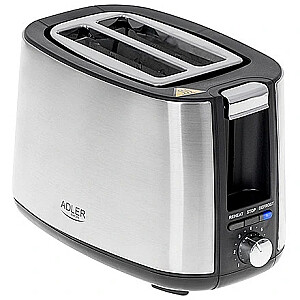 Adler SALE OUT. AD 3214 Toaster, 3 functions Toaster AD 3214 Power 750 W Number of slots 2 Housing material Stainless steel Silver DAMAGED PACKAGING, SCRATCHES ON TOP | AD 3214 | Toaster | Power 750 W | Number of slots 2 | Housing material Stain