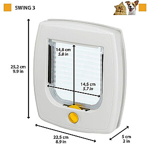 FERPLAST Swing 3 pelēks - durvis suņiem un kaķiem - 22,5 x 5 x 25,2 cm