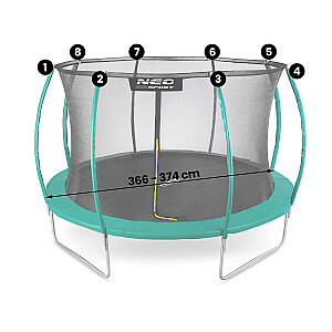 Neo-Sport batuta iekšējais tīkls 374 cm garš un 12 pēdas garš.