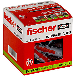 Universāls stiprinājums ar skrūvi Fischer DUOPOWER 14X70 S (garā versija) 8 gab.