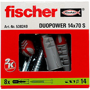 Universāls stiprinājums ar skrūvi Fischer DUOPOWER 14X70 S (garā versija) 8 gab.