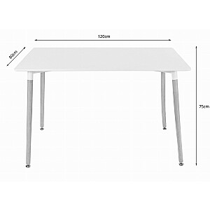 Taisnstūra koka pusdienu galds 120cm x 80cm - balts