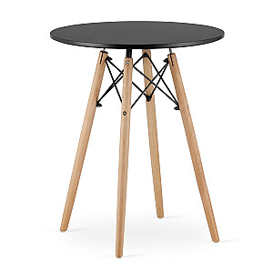Moderns skandināvu stila kafijas galdiņš, melna apaļa virsma, 60 cm.