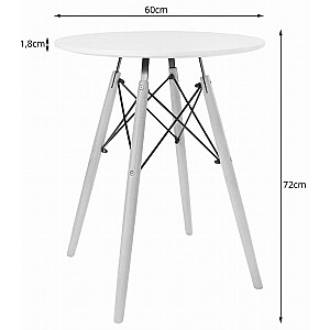 Moderns skandināvu stila kafijas galdiņš, melna apaļa virsma, 60 cm.