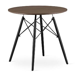 Современный журнальный столик в скандинавском стиле, коричневая круглая столешница, 80 см.