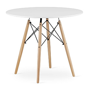 Современный журнальный столик в скандинавском стиле, белая круглая столешница, 90 см.