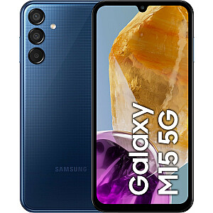 Samsung Galaxy M15 5G 128 GB ar divām SIM kartēm tumši zilā krāsā (M156)