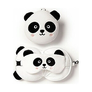 Relaxeazzz Panda plīša komplekts: spilvens + aizsietas acis