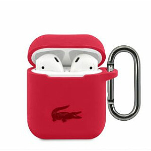 Lacoste Apple Airpods 1/2 Жидкий силиконовый глянцевый чехол с логотипом Красный