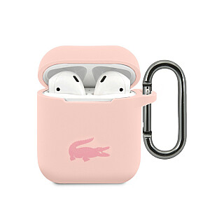 Lacoste Apple Airpods 1/2 Жидкий силиконовый глянцевый чехол с логотипом Розовый