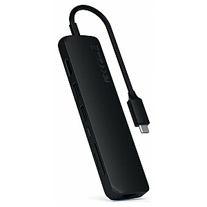 Satechi Slim Multiport USB-C (USB-C PD, 2x USB-A, HDMI 4K, Ethernet, mikro/SD karšu lasītājs) (melns)