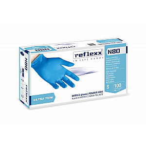 Нитриловые перчатки Reflexx Blue N80 размер S, неопудренные, 100 шт, синие