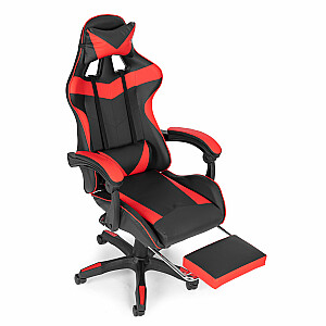Spēļu kausa krēsls, regulējams biroja krēsls ar kāju spilveniem, sarkans