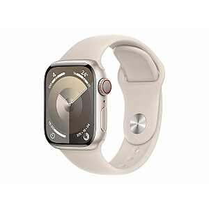 Apple Watch Series 9 GPS + Cellular, алюминиевый корпус Starlight, диаметр 41 мм, спортивный ремешок Starlight — M/L