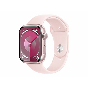 Apple Watch Series 9 GPS, розовый алюминиевый корпус, 45 мм, светло-розовый спортивный ремешок — M/L