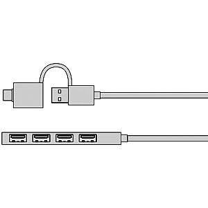 Концентратор IB-HUB1424-C3, 4 порта USB Type-A, разъем Type-C/A