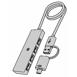 Концентратор IB-HUB1424-C3, 4 порта USB Type-A, разъем Type-C/A