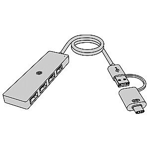 Centrmezgls IB-HUB1424-C3, 4 A tipa USB porti, C/A tipa savienotājs