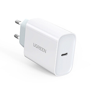 Ugreen ātrais sienas lādētājs ceļojuma adapteris USB Typ C Power Delivery 30 W Quick Charge 4.0, balts (70161)