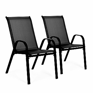 Набор из 2 садовых стульев для террасы и балкона, черный