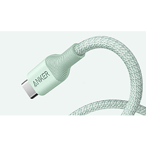 Anker 544 USB-C–USB-C kabelis, kas izgatavots no bioilona, 1,8 m, 140 W, zaļš