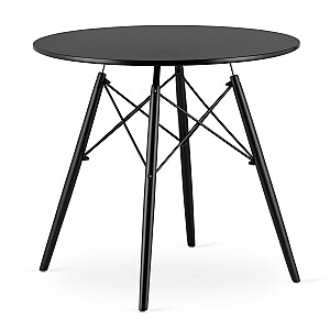 Mūsdienīgs koka apaļais galds 80 cm - melnas/melnas kājas 80 cm