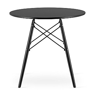 Современный деревянный круглый стол 80 см - черный/черные ножки 80 см