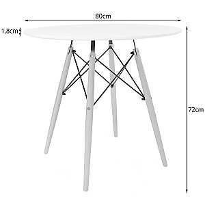 Современный деревянный круглый стол 80 см - черный/черные ножки 80 см