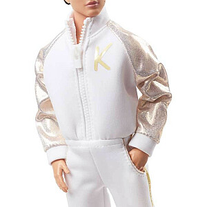 Кукла из фильма Barbie The Movie Ken в бело-золотом спортивном костюме