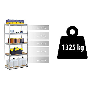 Metāla plaukts glabāšanai 183 x 90 x 45 cm Humberg HR-700 sudrabs