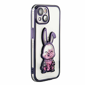 iLike Apple iPhone 15 Silicone Case Print Desire Rabbit Purple