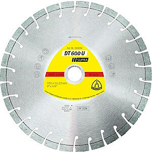 KLINGSPOR SEGMENTĒTA DIMANTA ASPIENS 230 mm x 2,6 mm x 22,2 mm SUPRA DT600U, DZELZBETONS