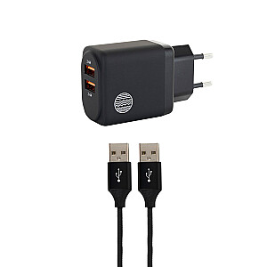 Mūsu Pure Planet lādētājs ar 2 USB portiem, 24W, ES.